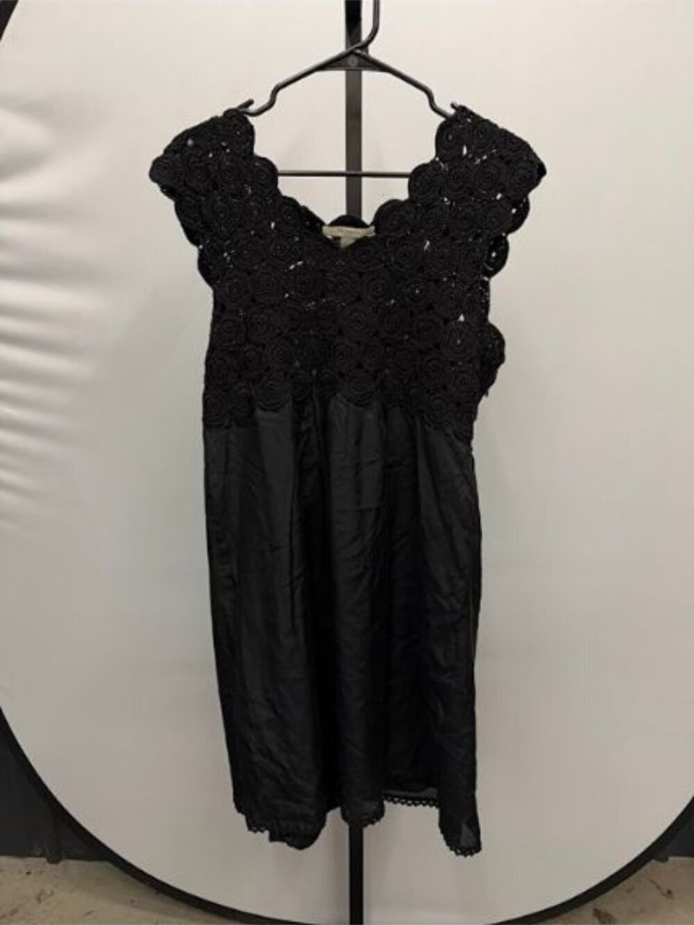 Liz Claiborne Black Crochet Bodice Mini Dress